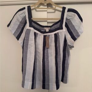 NWT J Crew Point Sur square-neck top in indigo stripe